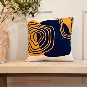 Blue Mustard Yellow Multi Color Pillow Cover|| Boho Textured Pillow Cover